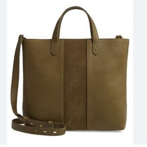 Madewell Transport Leather/Suede Asparagus Bag w/Removable Crossbody Strap
